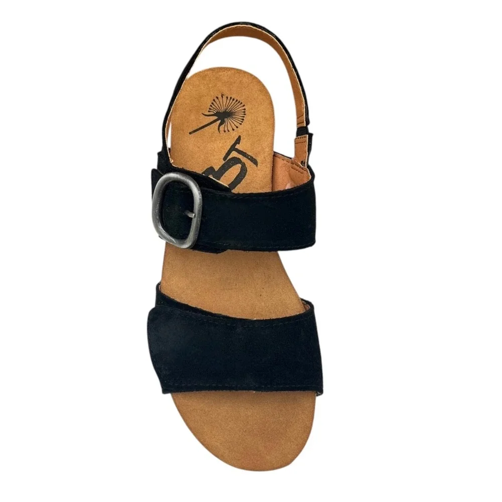 OTBT Peasant Women's Wedge Adjustable Suede Sandal Size 8.5 (Fits like 9) Black
